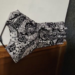 A black and white print mini dress